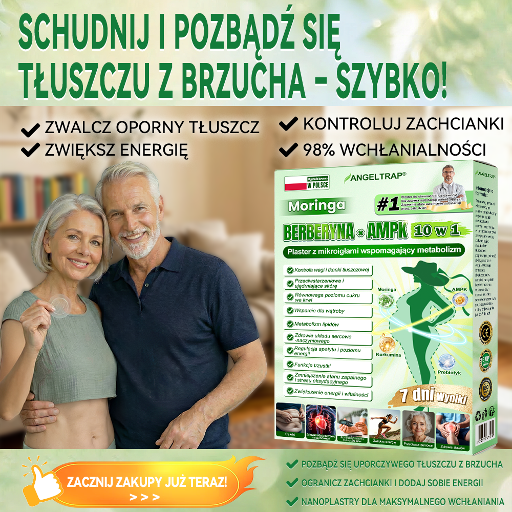 🧡ANGELTRAP® Moringa × Berberyna × AMPK 10-w-1 Wsparcie metaboliczne, plaster z nanotechnologią mikroigłową 🇵🇱(Wystarczy raz dziennie, widoczne efekty w 7 dni) ✅ Na otyłość, wiotką skórę, cukrzycę, bezdech senny, problemy ze stawami i wiele innych